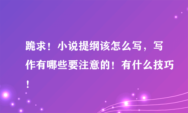 跪求！小说提纲该怎么写，写作有哪些要注意的！有什么技巧！