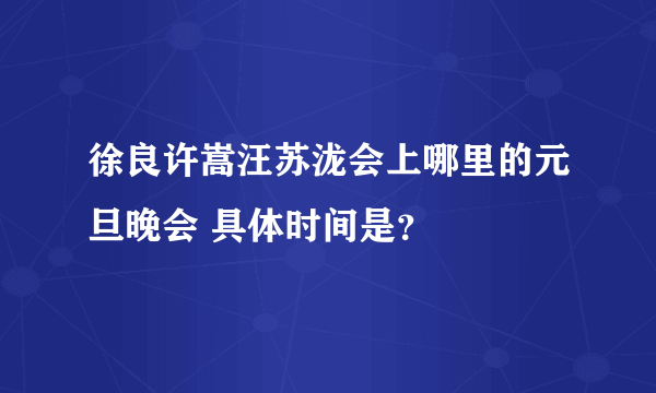 徐良许嵩汪苏泷会上哪里的元旦晚会 具体时间是？