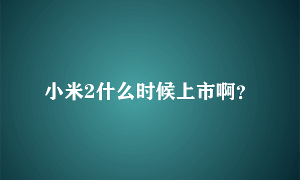 小米2什么时候上市啊？