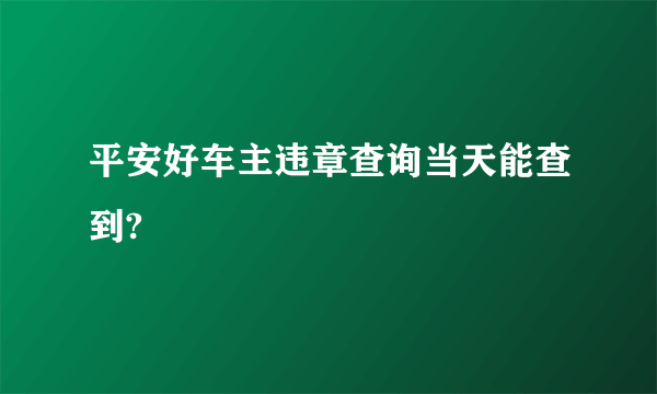 平安好车主违章查询当天能查到?