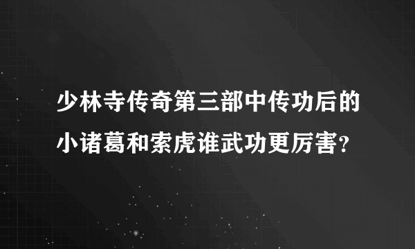 少林寺传奇第三部中传功后的小诸葛和索虎谁武功更厉害？