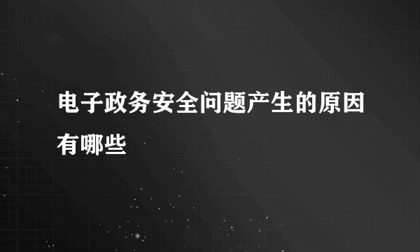 电子政务安全问题产生的原因有哪些