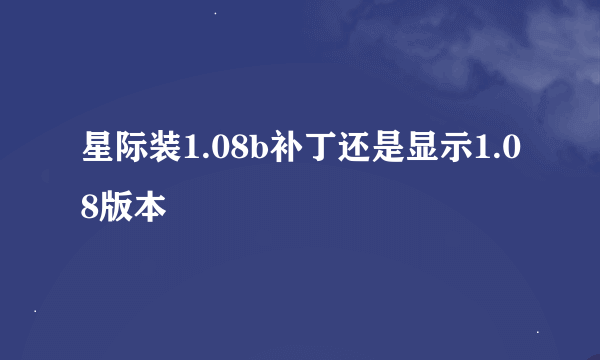 星际装1.08b补丁还是显示1.08版本