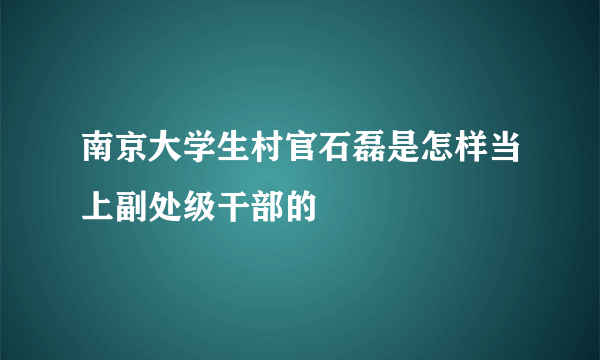 南京大学生村官石磊是怎样当上副处级干部的