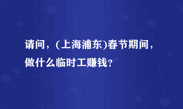 请问，(上海浦东)春节期间，做什么临时工赚钱？