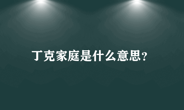 丁克家庭是什么意思？