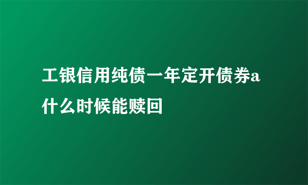 工银信用纯债一年定开债券a什么时候能赎回