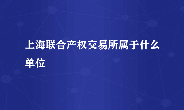 上海联合产权交易所属于什么单位