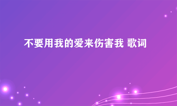 不要用我的爱来伤害我 歌词