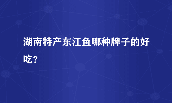 湖南特产东江鱼哪种牌子的好吃？