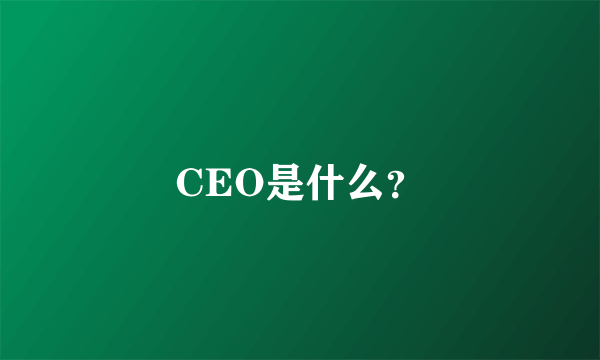 CEO是什么？