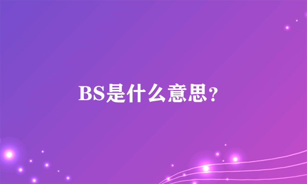 BS是什么意思？