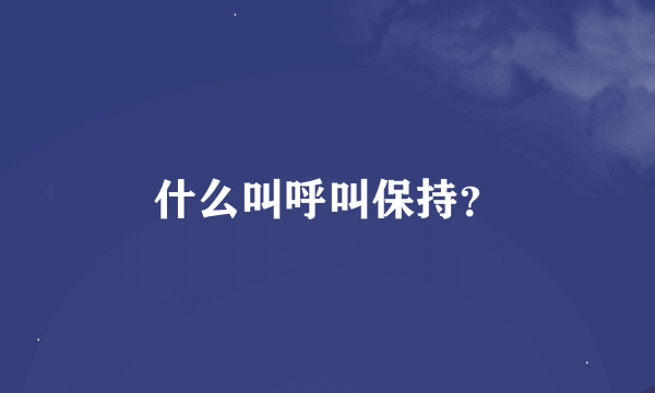 什么叫呼叫保持？