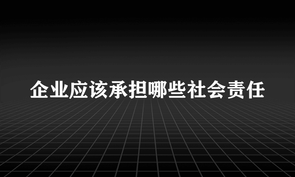 企业应该承担哪些社会责任