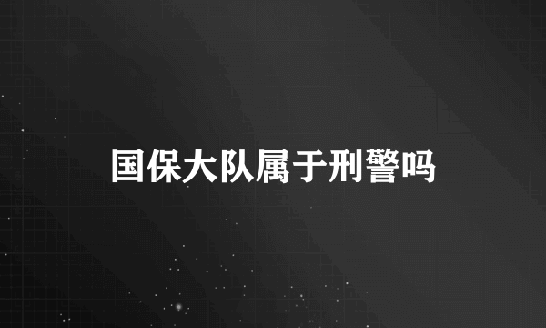 国保大队属于刑警吗