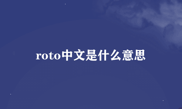 roto中文是什么意思