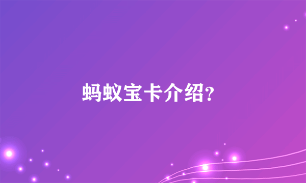 蚂蚁宝卡介绍？