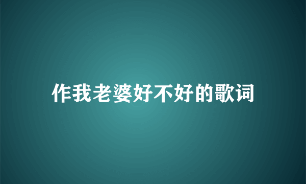 作我老婆好不好的歌词