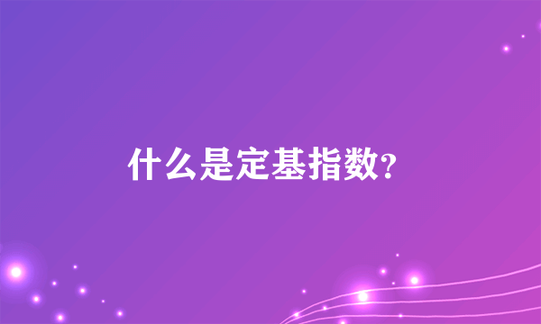 什么是定基指数？