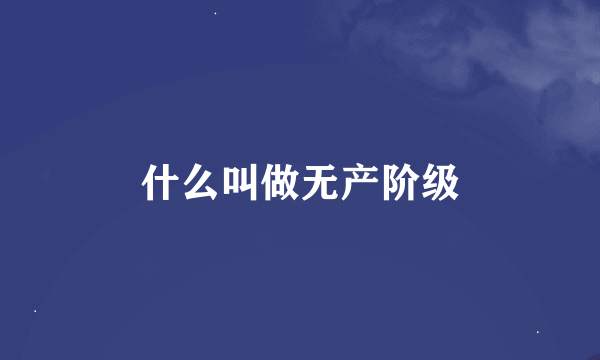 什么叫做无产阶级