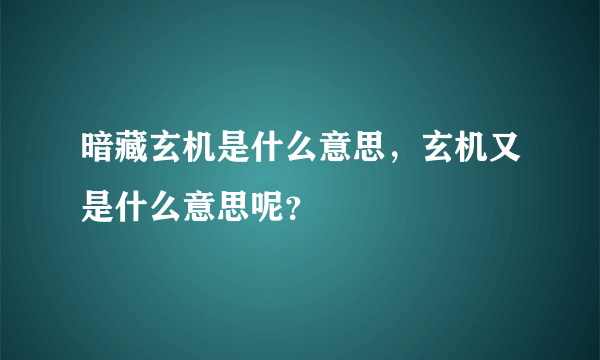 暗藏玄机是什么意思，玄机又是什么意思呢？