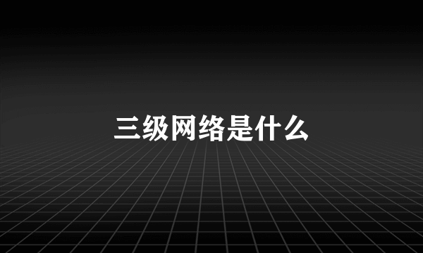 三级网络是什么