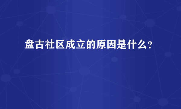 盘古社区成立的原因是什么？