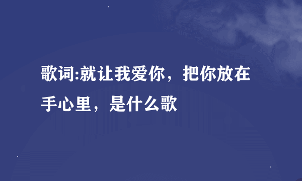 歌词:就让我爱你，把你放在手心里，是什么歌