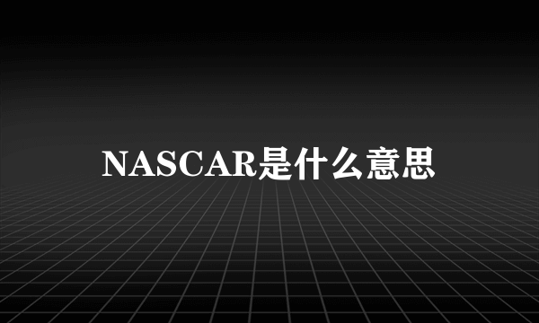 NASCAR是什么意思