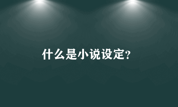 什么是小说设定？