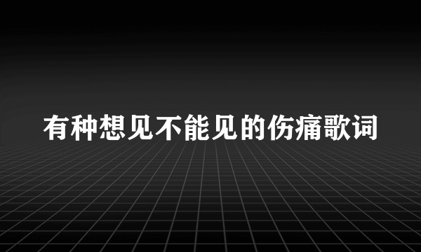 有种想见不能见的伤痛歌词