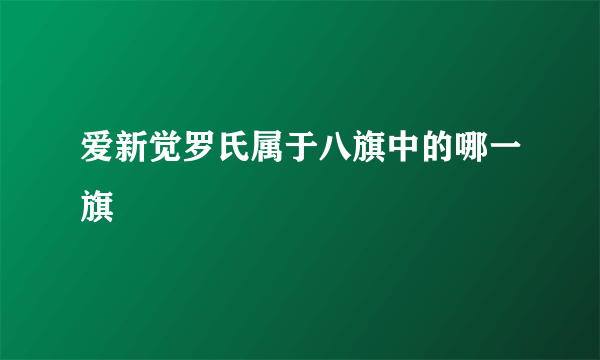 爱新觉罗氏属于八旗中的哪一旗