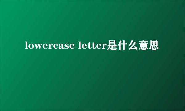 lowercase letter是什么意思