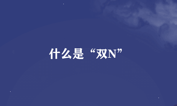 什么是“双N”