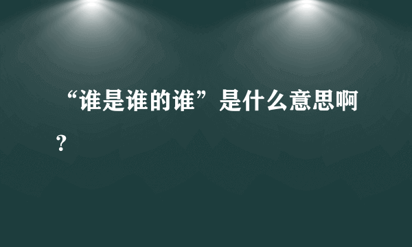 “谁是谁的谁”是什么意思啊？