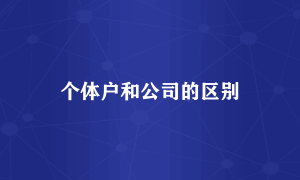 个体户和公司的区别