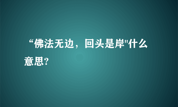 “佛法无边，回头是岸