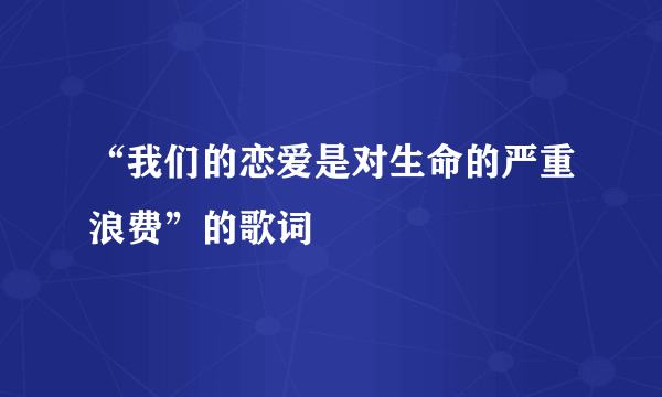 “我们的恋爱是对生命的严重浪费”的歌词