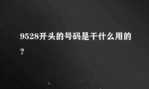 9528开头的号码是干什么用的？