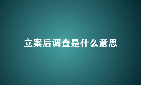 立案后调查是什么意思