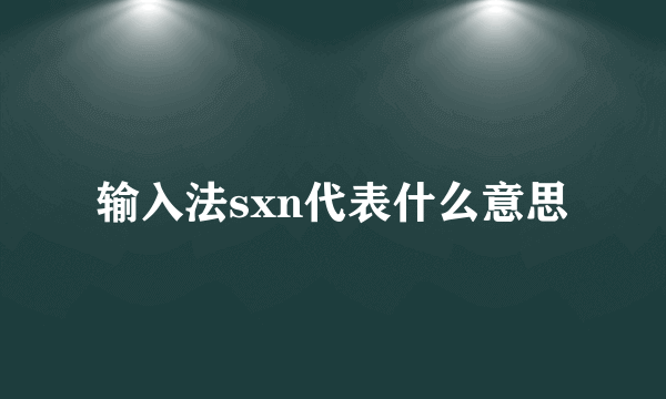 输入法sxn代表什么意思