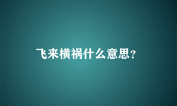 飞来横祸什么意思？