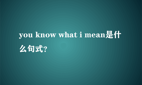 you know what i mean是什么句式？