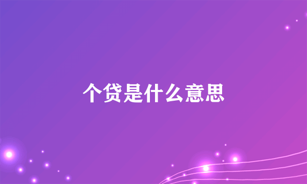 个贷是什么意思