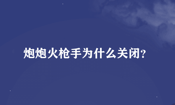 炮炮火枪手为什么关闭？