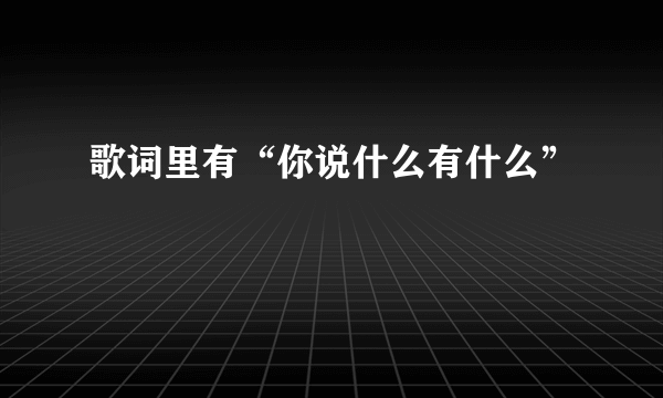 歌词里有“你说什么有什么”