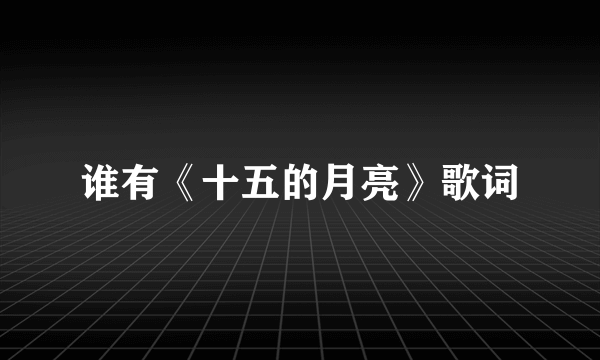 谁有《十五的月亮》歌词