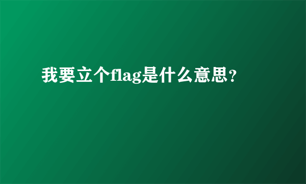 我要立个flag是什么意思？