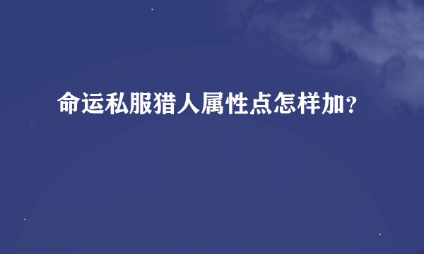 命运私服猎人属性点怎样加？