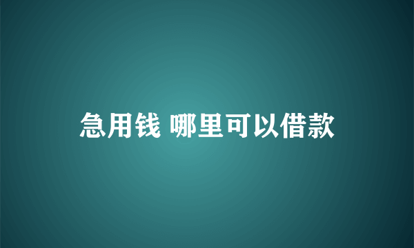 急用钱 哪里可以借款